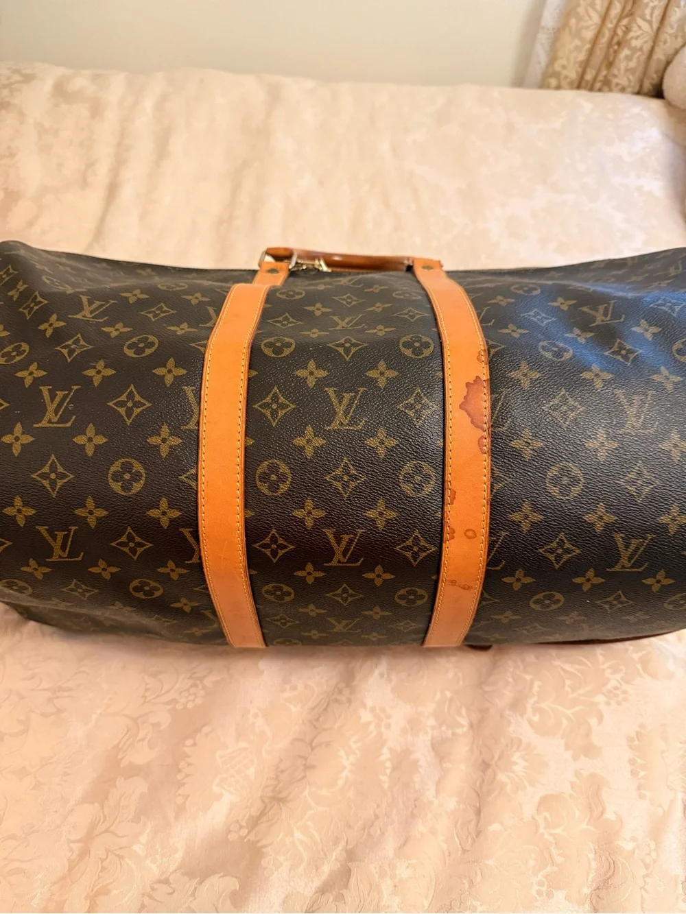 Louis Vuitton Monogram Keepall Duffel - Dark Brown with Tan Trim